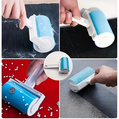 2pcs Reusable & Washable Pet Hair Remover Roller - Blue And White, Ideal For Dogs & Cats, Easy-to-Clean Lint And Debris Cleaner With Cover, Perfect For Clothes And Upholstery, Fabric Care|Ergonomic Design|Plastic Construction