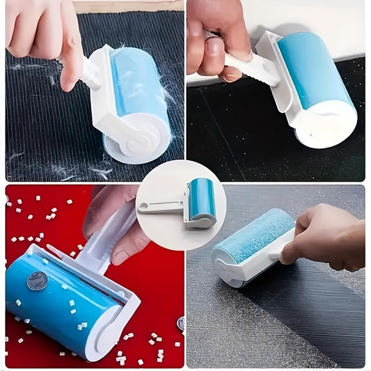 2pcs Reusable & Washable Pet Hair Remover Roller - Blue And White, Ideal For Dogs & Cats, Easy-to-Clean Lint And Debris Cleaner With Cover, Perfect For Clothes And Upholstery, Fabric Care|Ergonomic Design|Plastic Construction