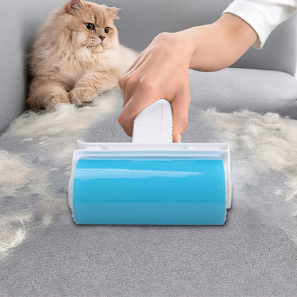 2pcs Reusable & Washable Pet Hair Remover Roller - Blue And White, Ideal For Dogs & Cats, Easy-to-Clean Lint And Debris Cleaner With Cover, Perfect For Clothes And Upholstery, Fabric Care|Ergonomic Design|Plastic Construction