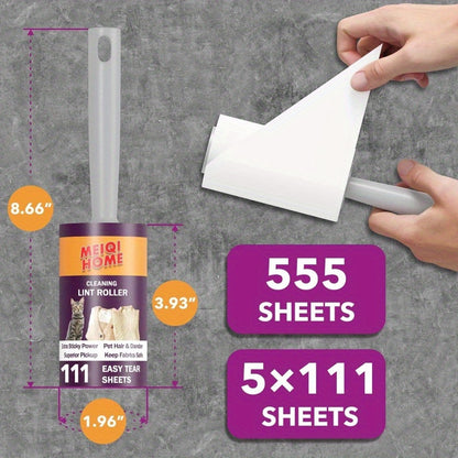 Lint Rollers for Pet Hair Extra Sticky, 555 Sheets Mega Value Set Lint Roller with 5 Upgraded Handles, 5 Rollers Portable Pet Lint Remover for Clothes, Furniture, Carpet, Dog amp; Cat Hair Removal